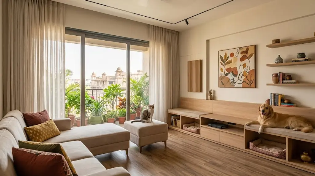 Pet-Friendly Interior Design in Ahmedabad: Smart Choices for Floors, Fabrics and Storage